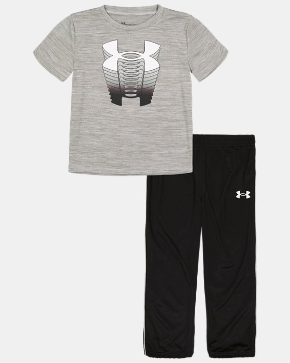 Boys' Pre-School UA Logo Rise Short Sleeve & Joggers Set, Gray, pdpMainDesktop image number 0